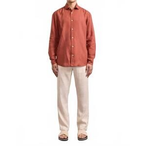 NEW FRESCOBAL CARIOCA antonio linen shirt in silk brown